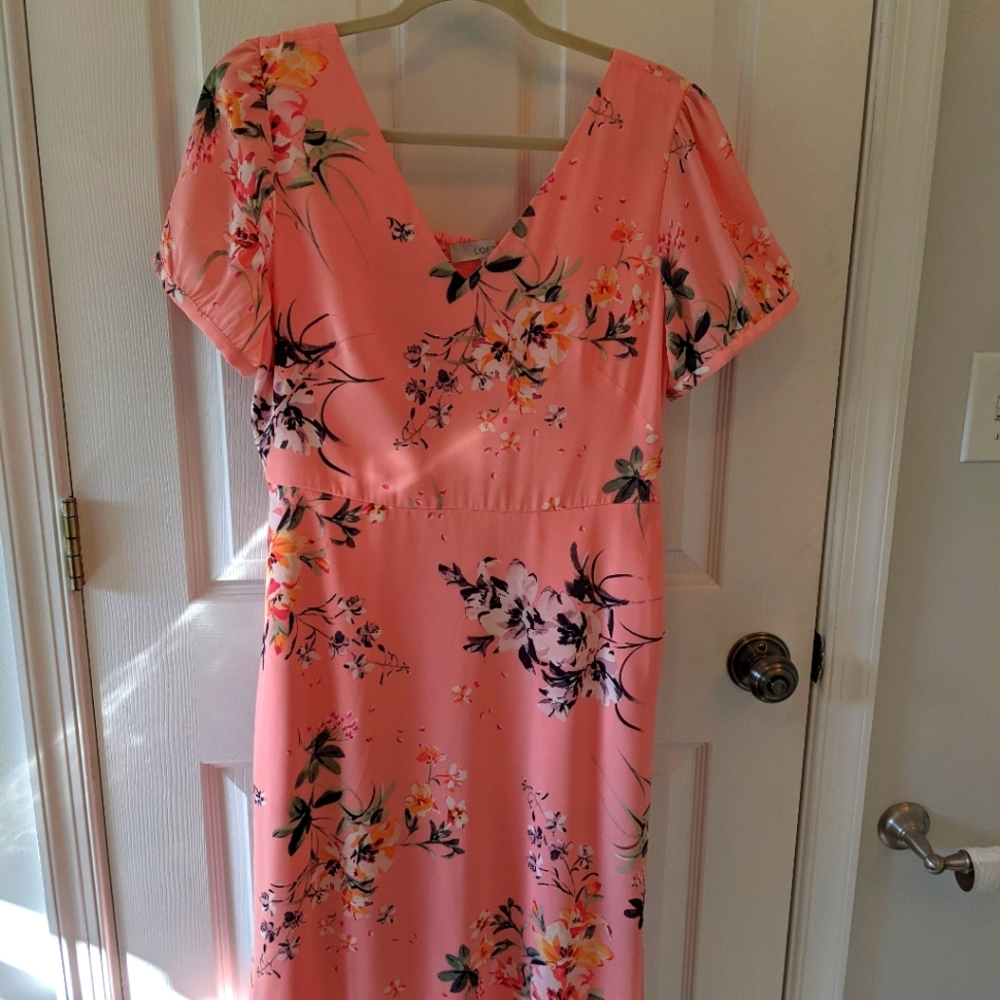 Pink Flower Midi Dress